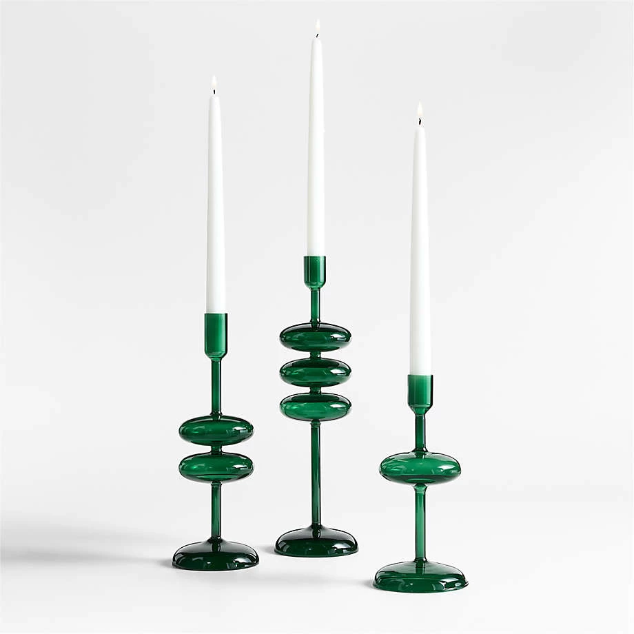 Green Glass Candle Holders